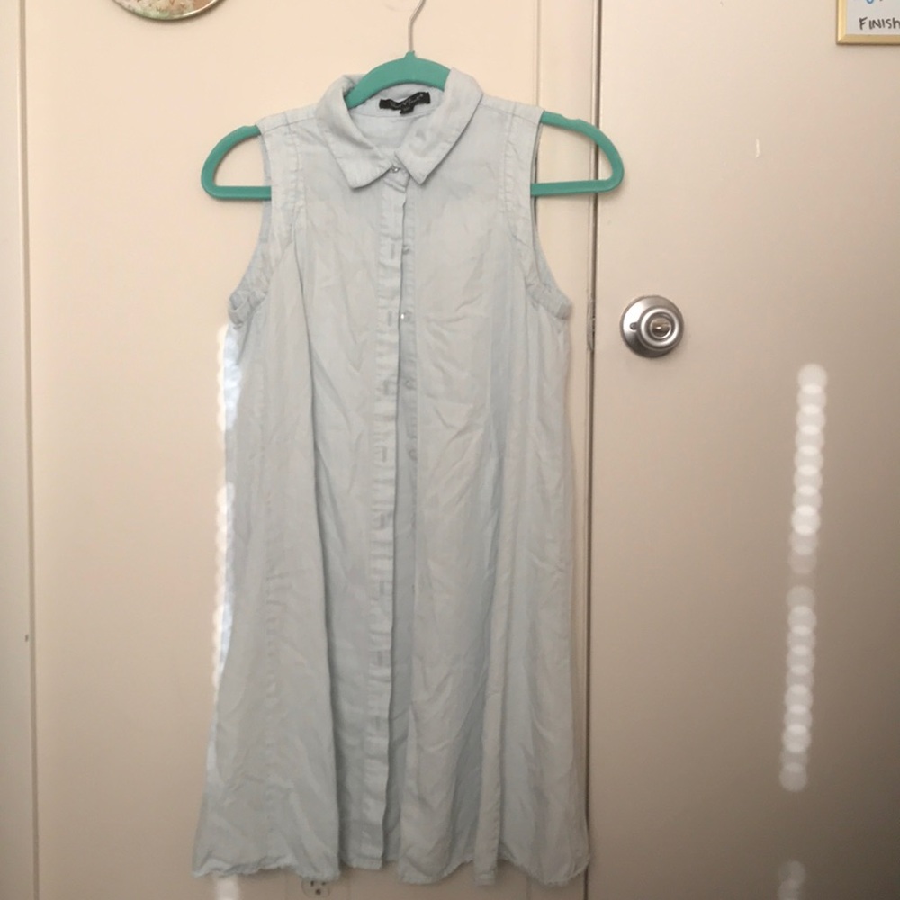 Light denim button up dress